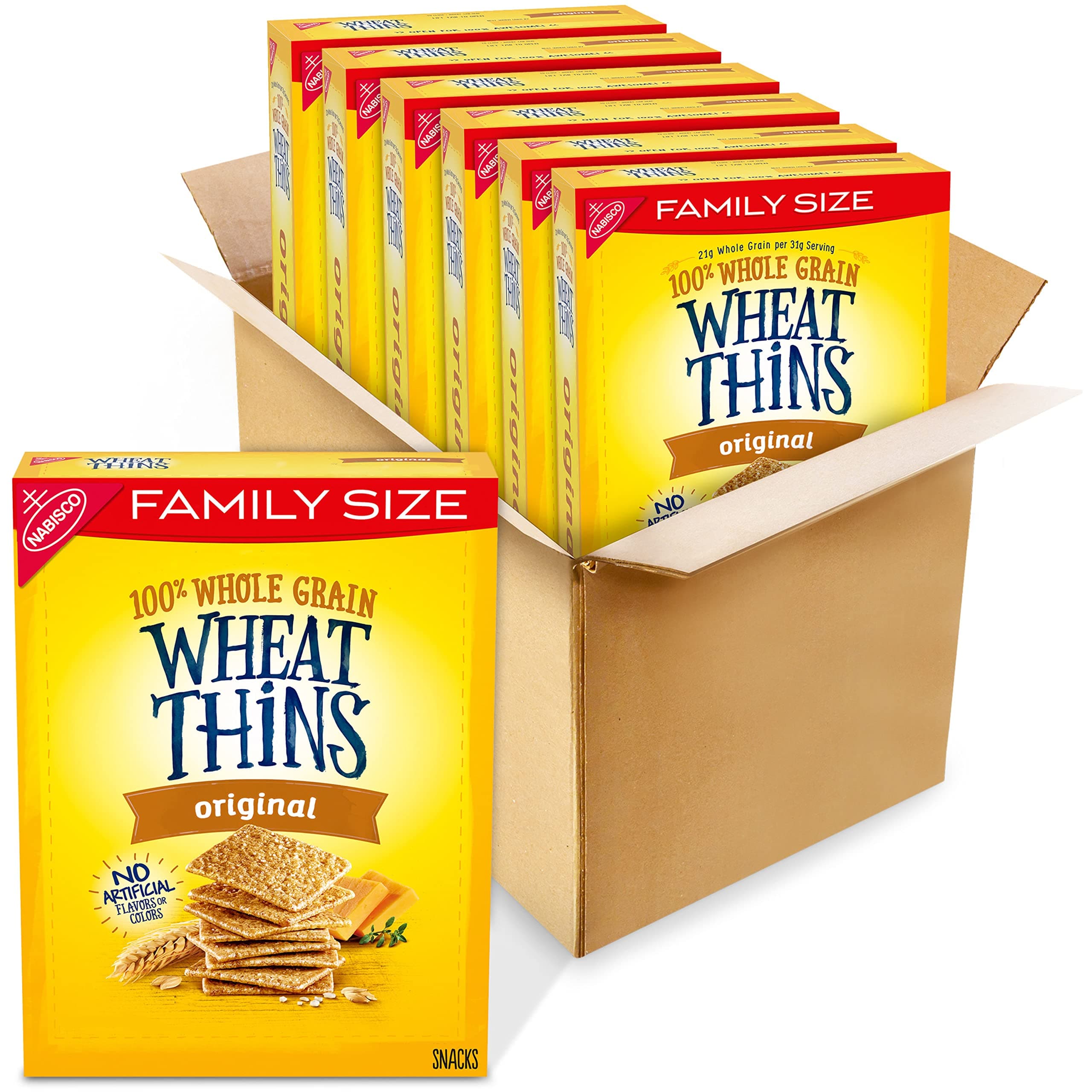 Wheat Thins Original Snacks, Whole Grain Wheat Crackers, Bulk Snack Crackers, Family Size, 6 - 14 oz Boxes