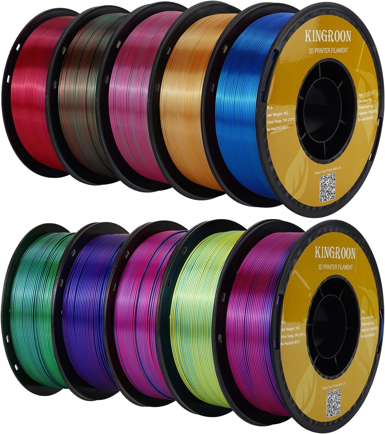 kingroon 3D Printer Filament PLA 3D Printer Filament, Polyethylene (Terephthalate Glycol, Multi Colour Pla)