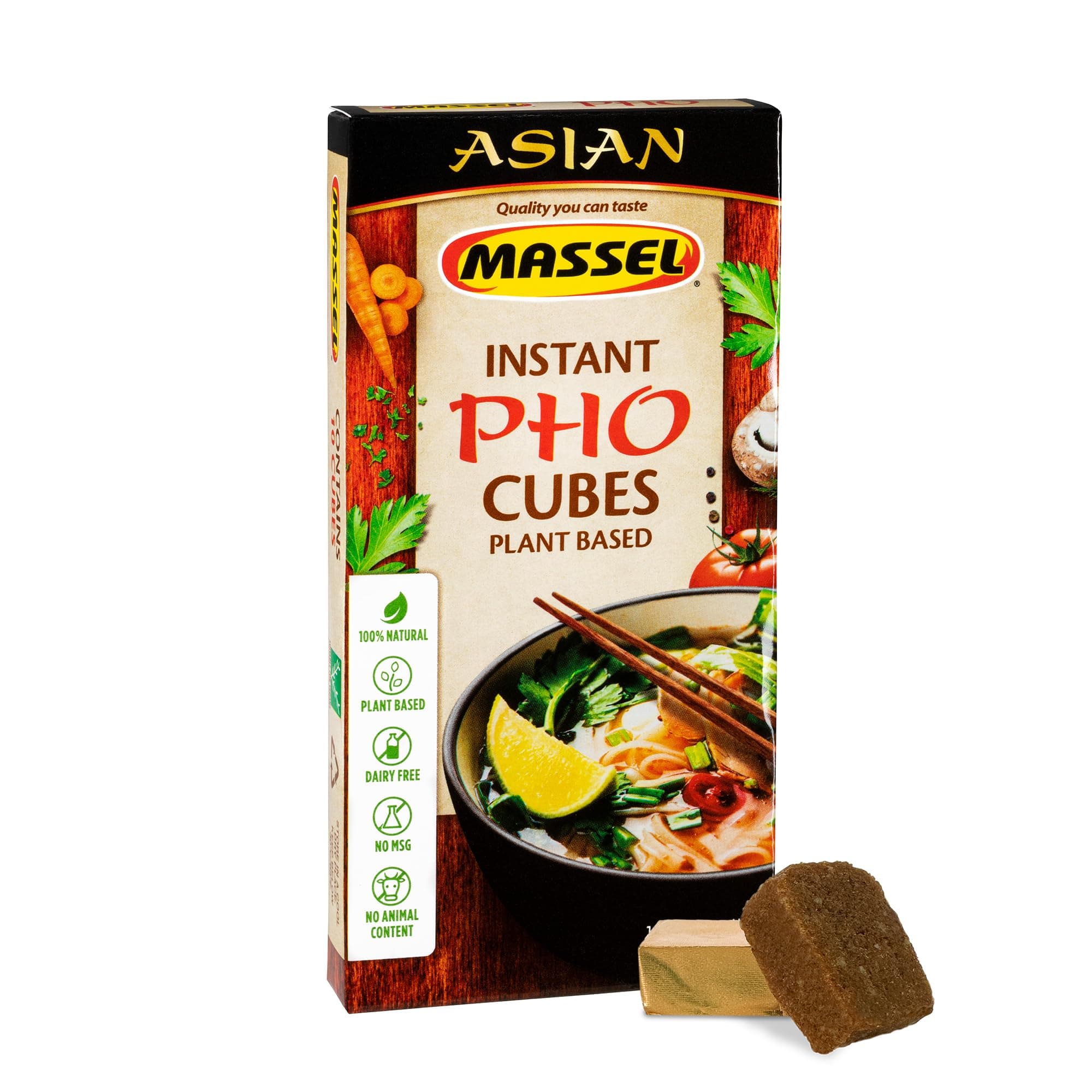 Massel Pho Bouillon Cubes/Instant Pho Soup Base | 3.7 oz / 10 Cubes | Asian Instant Soup Base | Plant Based Broth, Gluten & Dairy Free, Vegan