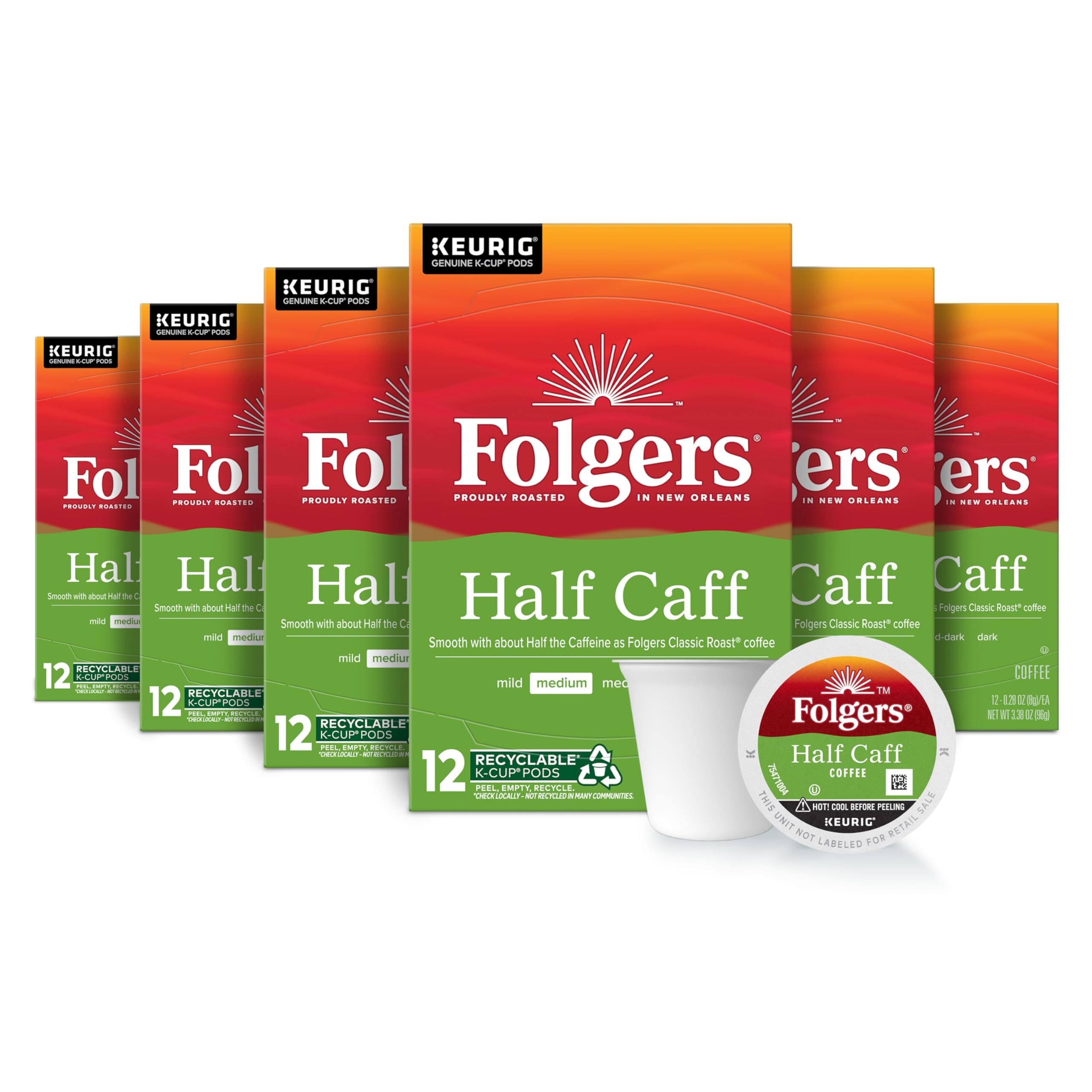 Half-Caff Medium Roast Coffee, 72 Keurig K-Cup Pods