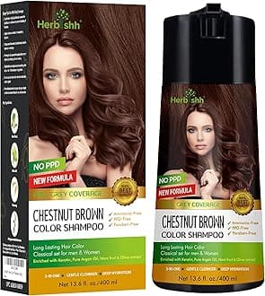 Hair Color Shampoo For Gray Hair – Enriched Color Shampoo Hair Dye Formula – Hair Dye Shampoo And Conditioner – Long Lasting & Diy (Chestnut Brown)