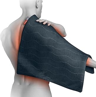 Pure Enrichment PureRelief Pro Far Infrared Ultra-Wide Heating Pad - Muscle Relief for Back, Neck, Shoulder, & Knee Pain in Athletes, 4 Heat Settings, Dry/Moist Heat, 20” x 24” Wide Size (Iron Gray)