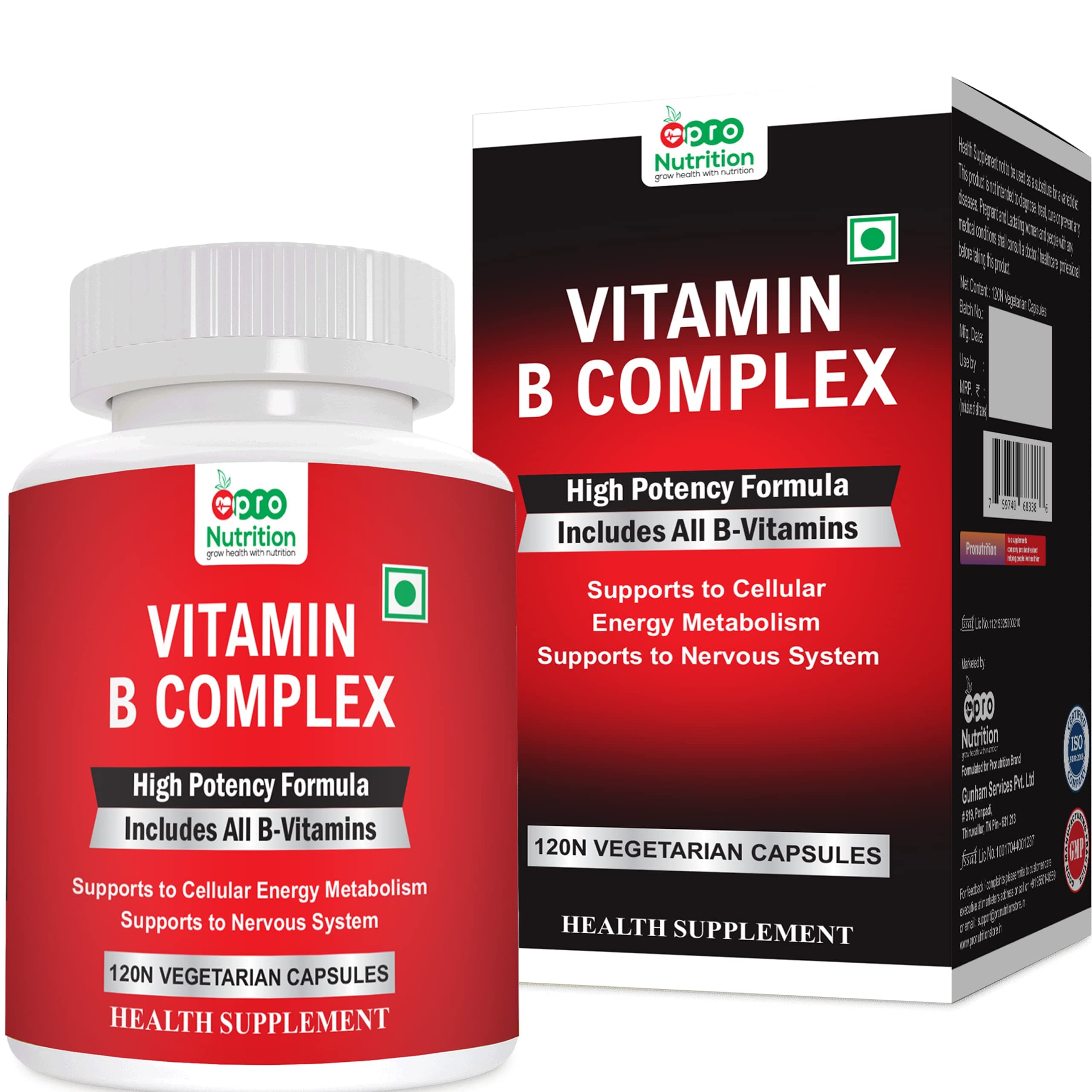 - B Complex Vitamins - ALL Including B12, B1, B2, B3, B5, B6, B7, B9, Folic Acid Vitamin Supplement for Stress, Energy and Healthy Immune System 120 Veg capsules, 120 Count (Pack of 1)