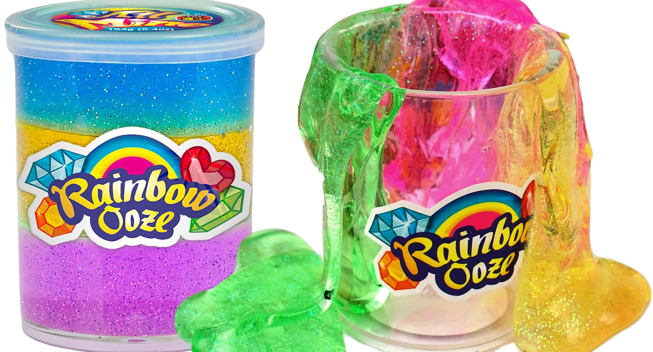 JA-RU Rainbow Slime for Kids with Container (1 Pack) Neon Colored Glitter Putty for Kids. Stress Relief Therapy Toys. Sensory Bin Filler & Bulk Mini Slime Party Favors. 4634-1A