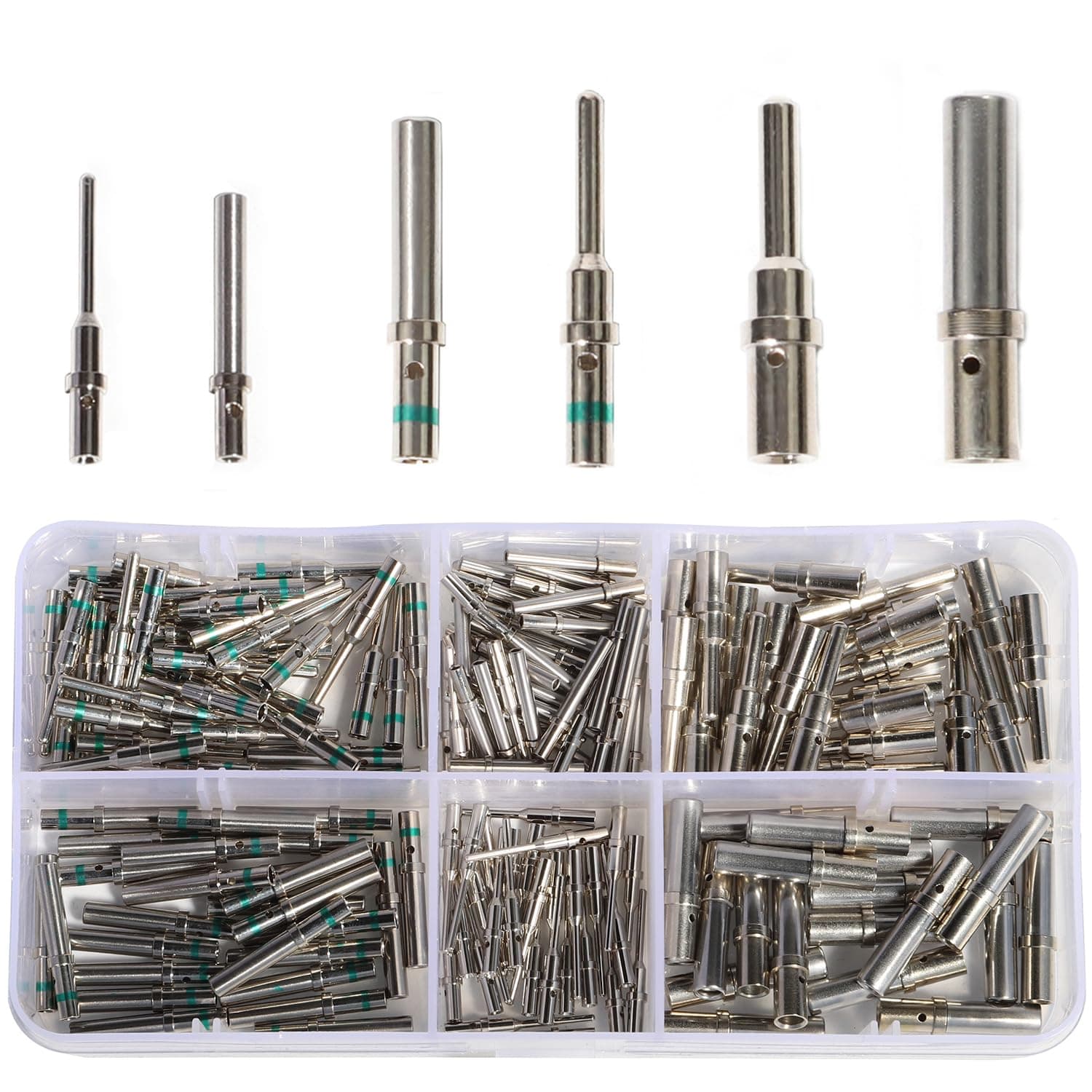 shengbowi Deutsch Solid Contact Kit Barrel Style Contacts Size 12 16 20 Male Female Terminals DT Series Pin Stainless Steel Crimp Solid Female Male Terminal Set Solid Contacts Socket Connector Wire