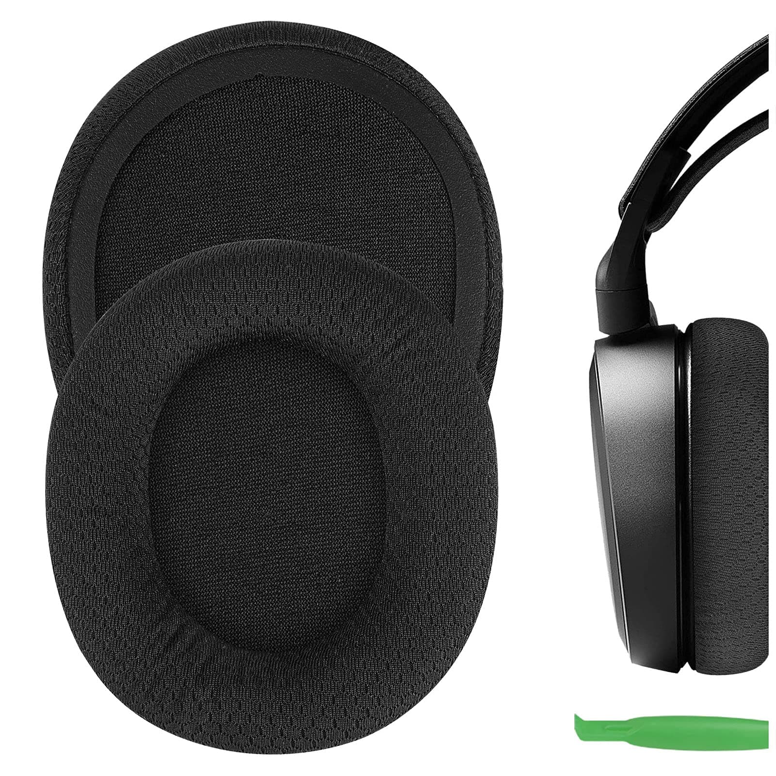 Geekria Comfort Mesh Fabric Replacement Ear Pads Compatible with SteelSeries Arctis 1/3/ 5/7/ 7+/ 7P/ 7P+/ 7X/ 7X+/ 9/ 9X/ Pro/Prime Headphones, Ear Cushions with Video Guide (Black)