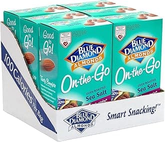 Blue Diamond Almonds, Oven Roasted with Sea Salt, 100 Calorie On-The-Go Bags 7 count of 0.6Oz (Pack Of 6)