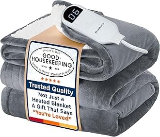 Bedsure Electric Heated Blanket, Twin/Full, Brown, Flannel & Sherpa, 62" x 84"