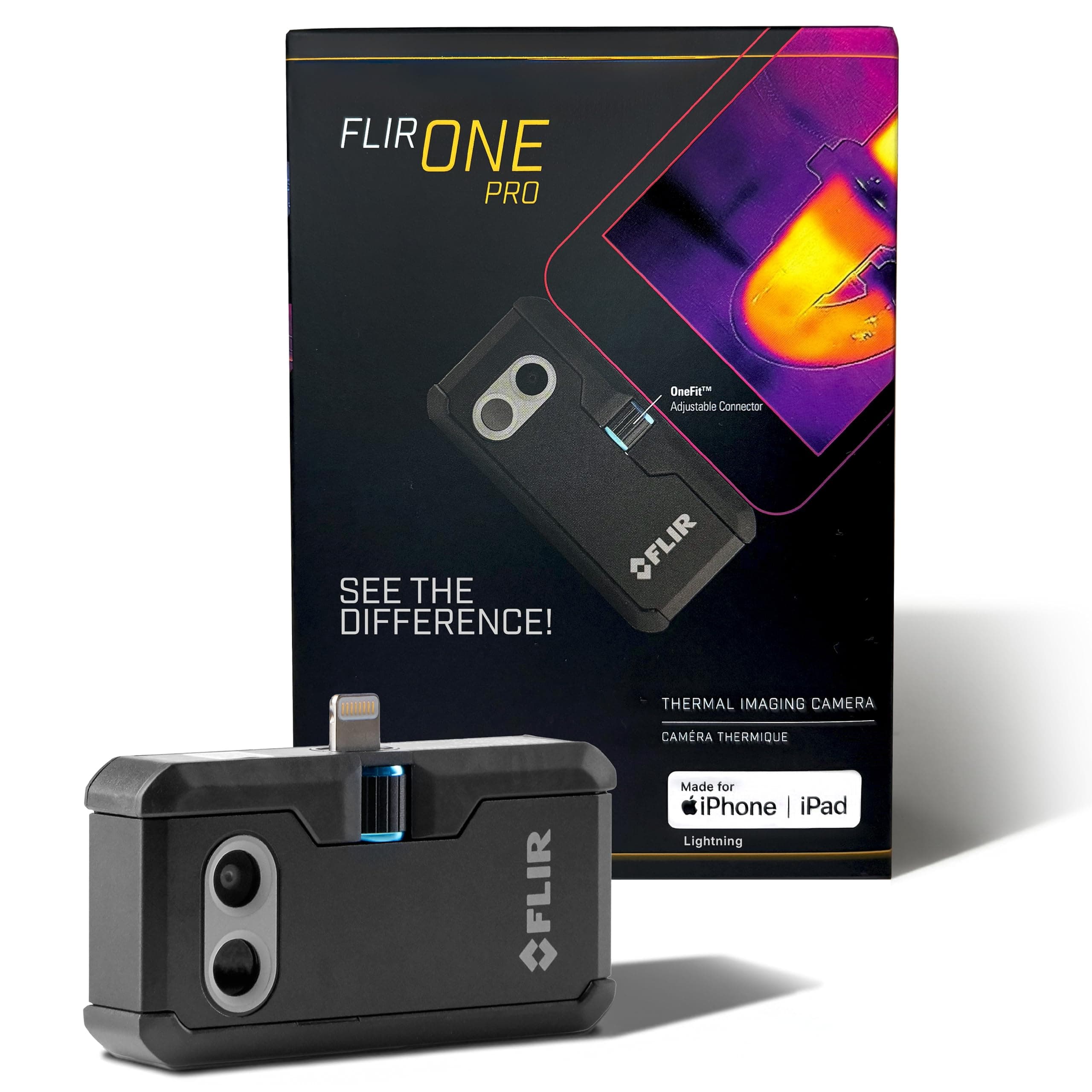 One Pro - Thermal Imaging Camera for iOS Smartphones (iPhone 14 and Older w/Lightning Port), 480x360 Super Resolution (160x120 Native IR)