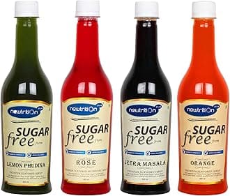 Newtrition Plus Redefining Nutrition Rose + Lemon Phudina + Jeera Masala + Orange - Sugar Free Mixers Syrups (Zero Calorie, Keto Friendly) 500 ml Each