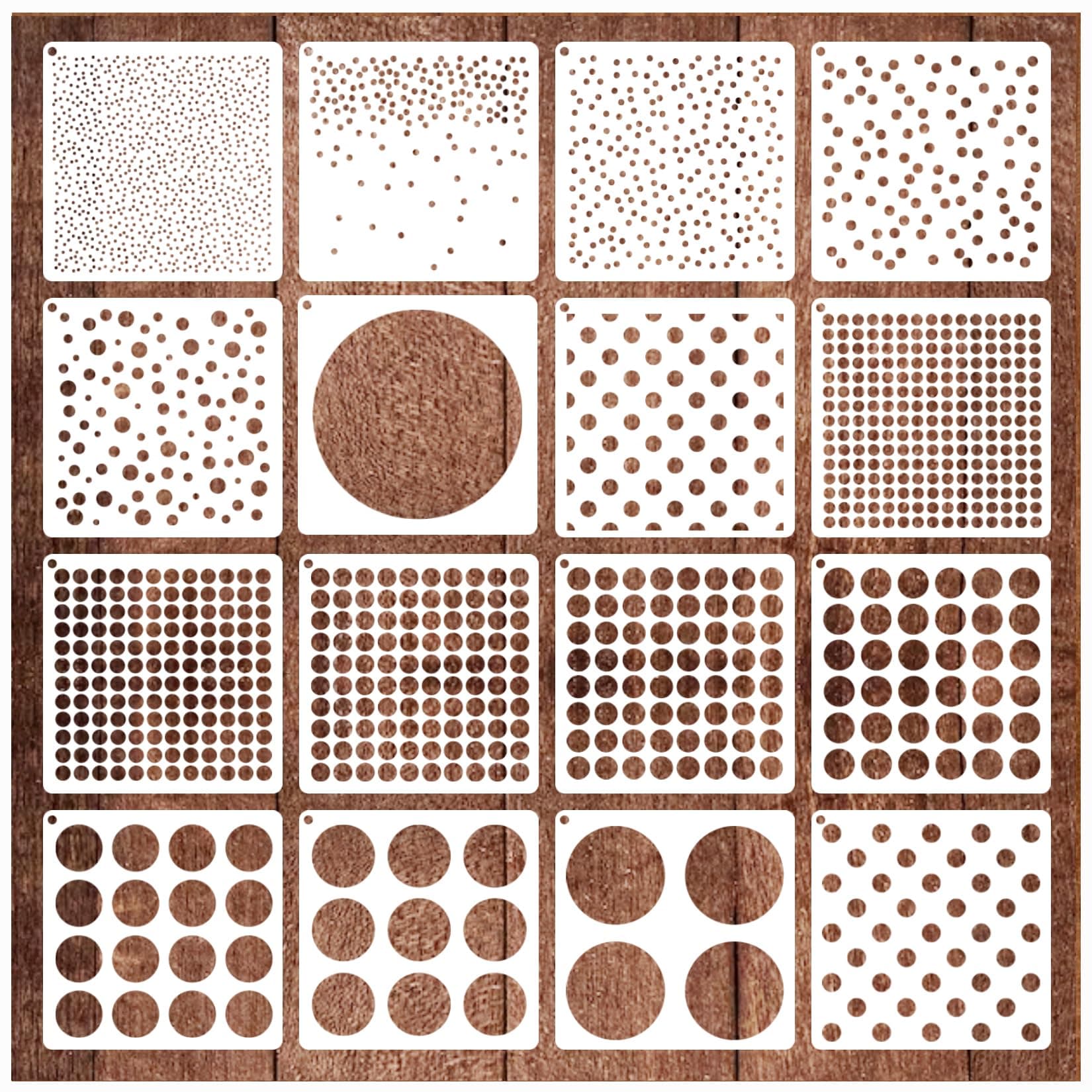16 Pieces Circle Stencil Bubble Geometric Craft Stencil Polka Dot Stencils Mixed Media Circle Stencils for Painting on DIY Card Making Scrapbook Paper Fabric Pillows (16 Dot)