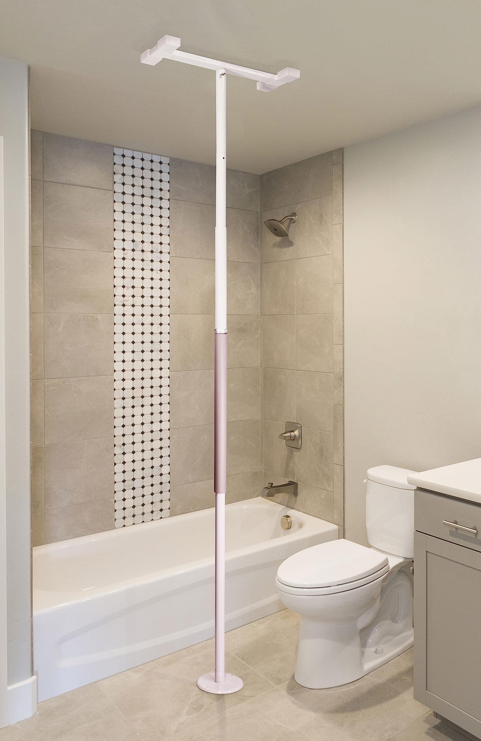 Stander Security Pole, Home Floor to Ceiling Pole, Elderly Safety Grab Bar and Bathroom Rail with Padded Handle, Iceberg White (Eligible for VAT Relief in the UK)