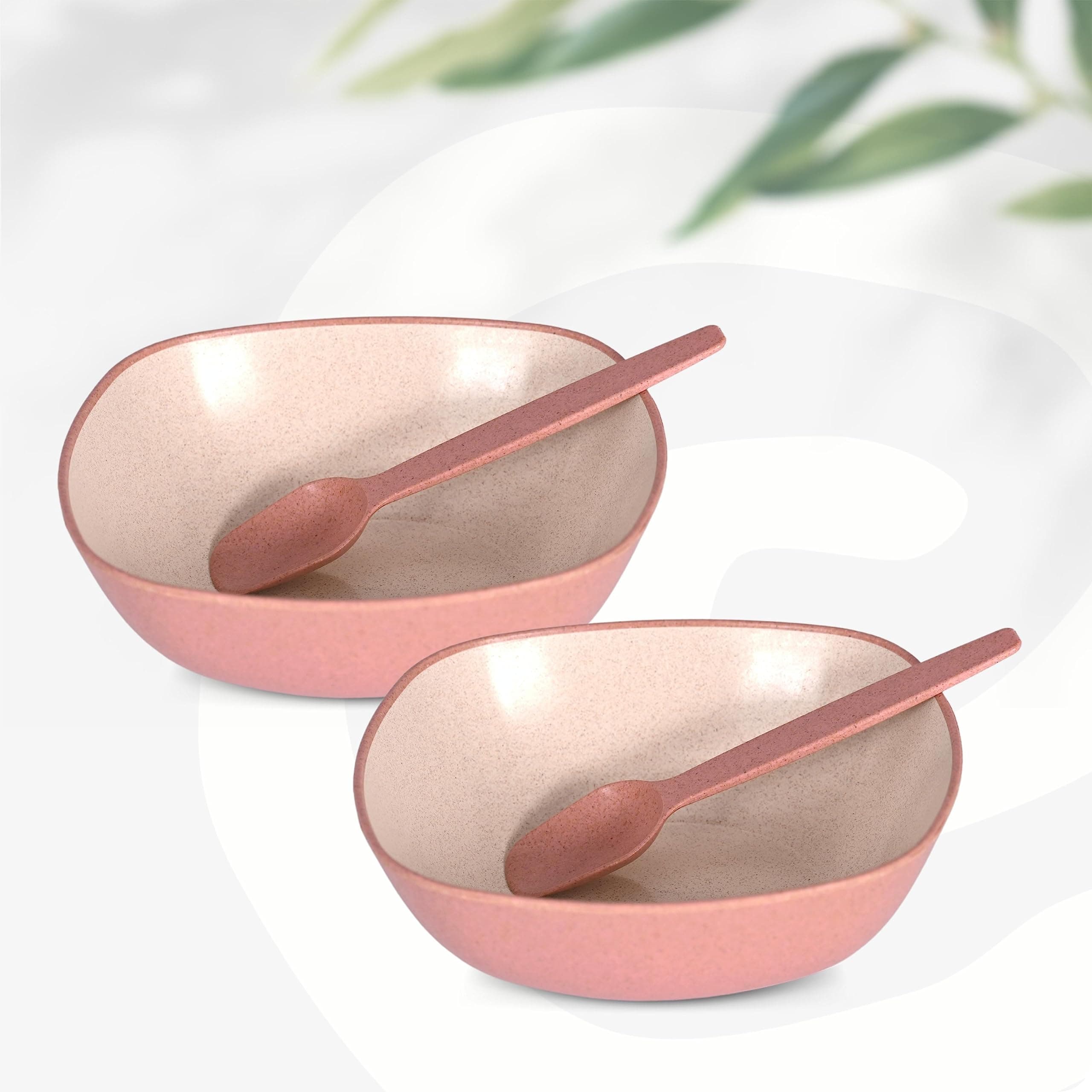 Eha Set of 2 Earth-Friendly Multipurpose Bowls for Kitchen | 600 ml | Made with Bamboo Fibers & Rice Husk | Microwave Safe Bowl | for Hot & Cold Serving Bowl Set | Innocent