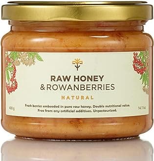 Earthbreath Raw Honey with Rowanberries 400g -100% Raw & Natural - Fresh Rowanberries- No Artificial Additives
