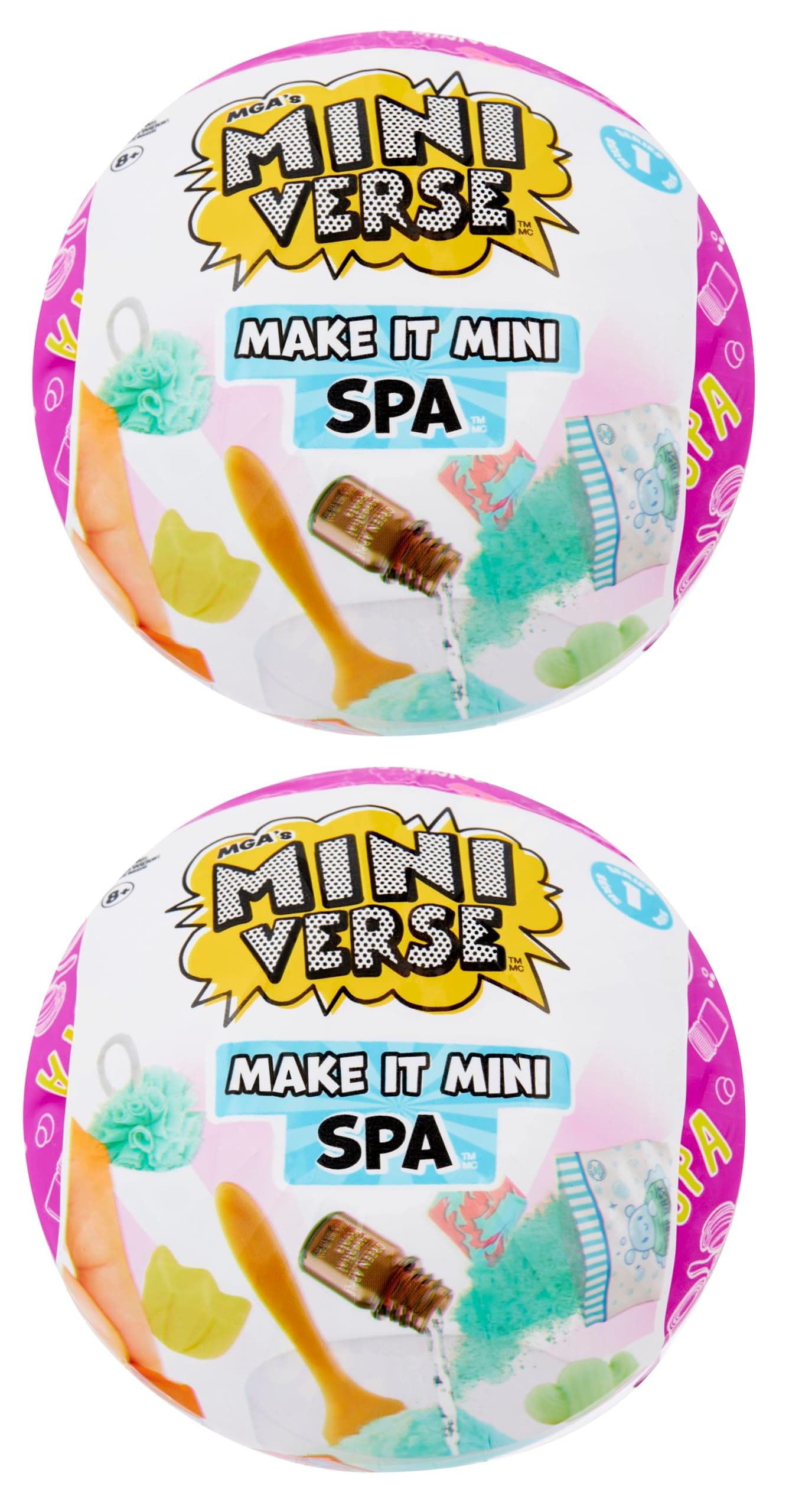 MGA's Miniverse Make It Mini Spa (2 Pack), Mini Collectibles, Mystery Blind Packaging, DIY, Really Works, Real Spa Products, Collectors, 8+