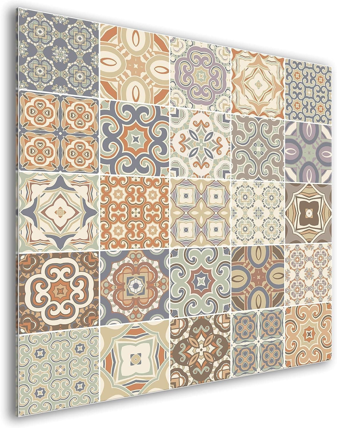 murando Glass Splashback for Kitchen Backsplash Cooker Protector Tempered Glass Decorative Wall Art Panel Heat Resistant Graphic 60x60 cm / 24"x24" Tiles Mosaic f-B-0300-aq-a