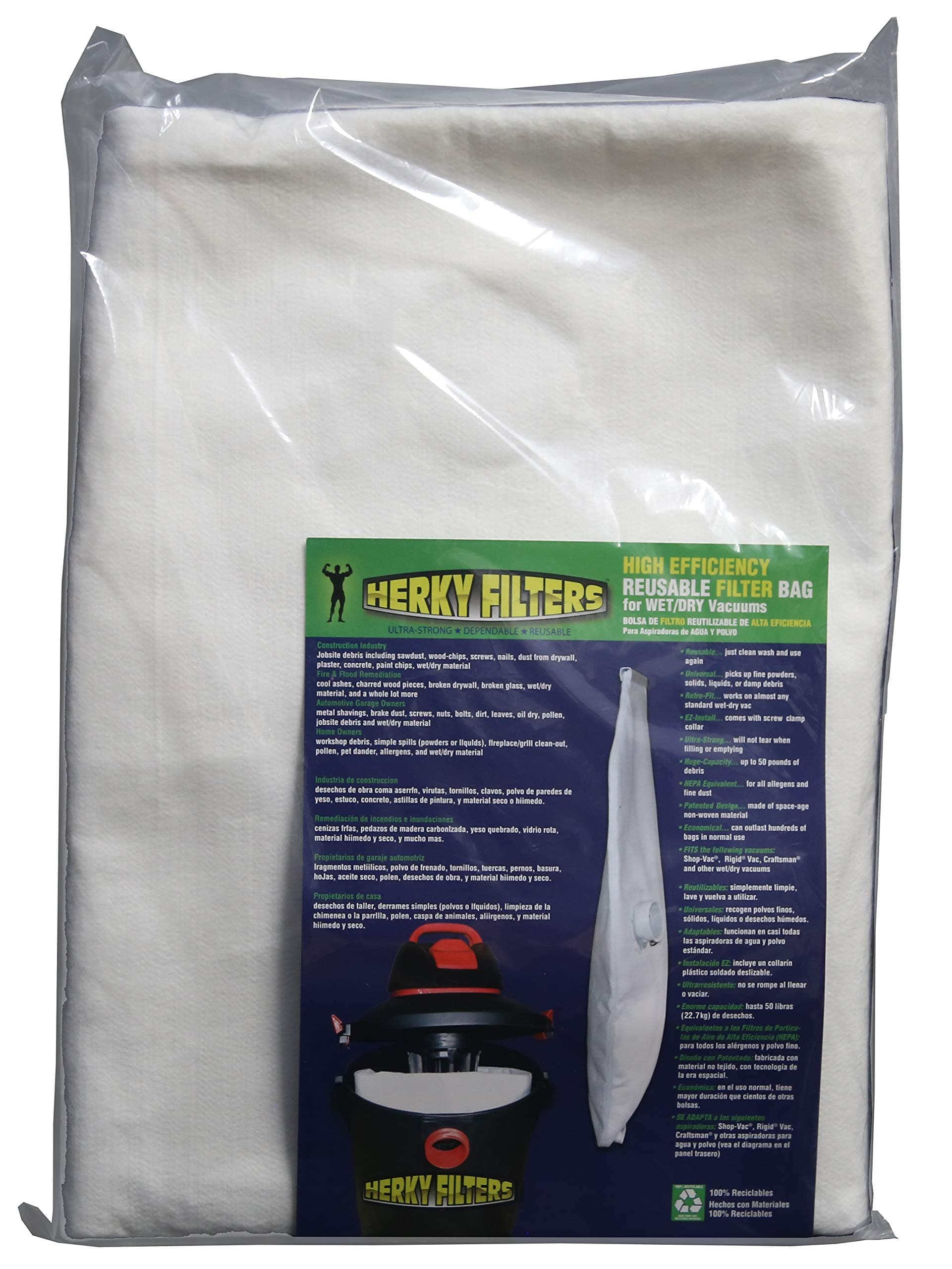 Large Reusable Filter Bag for Wet/dry Vacuums