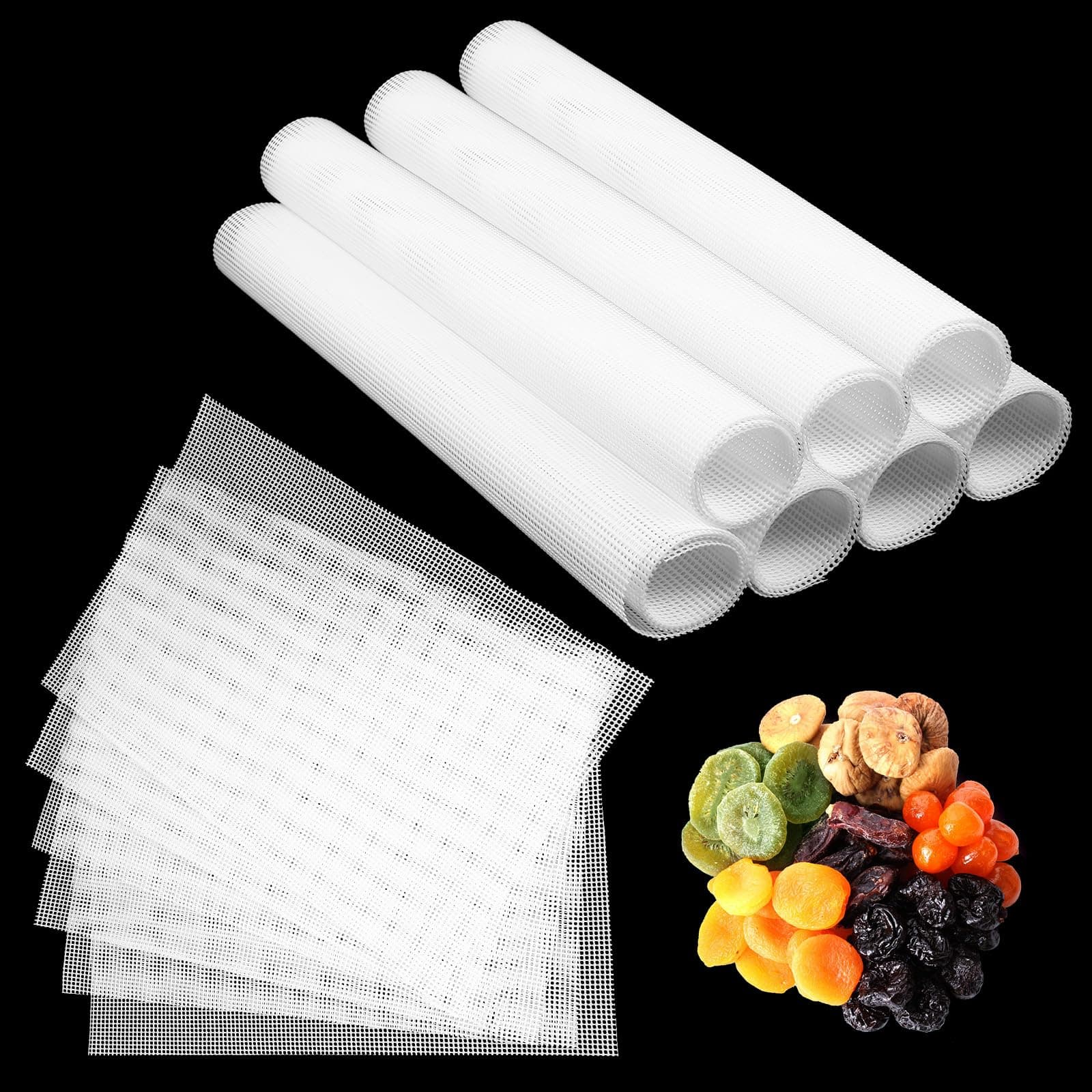 16 Pcs Silicone Dehydrator Sheets 21 x 14 Inch Non Stick Silicone Mesh Reusable Dehydrator Tray Liner Fruit Dryer Mats for food fruit Freeze Dryer