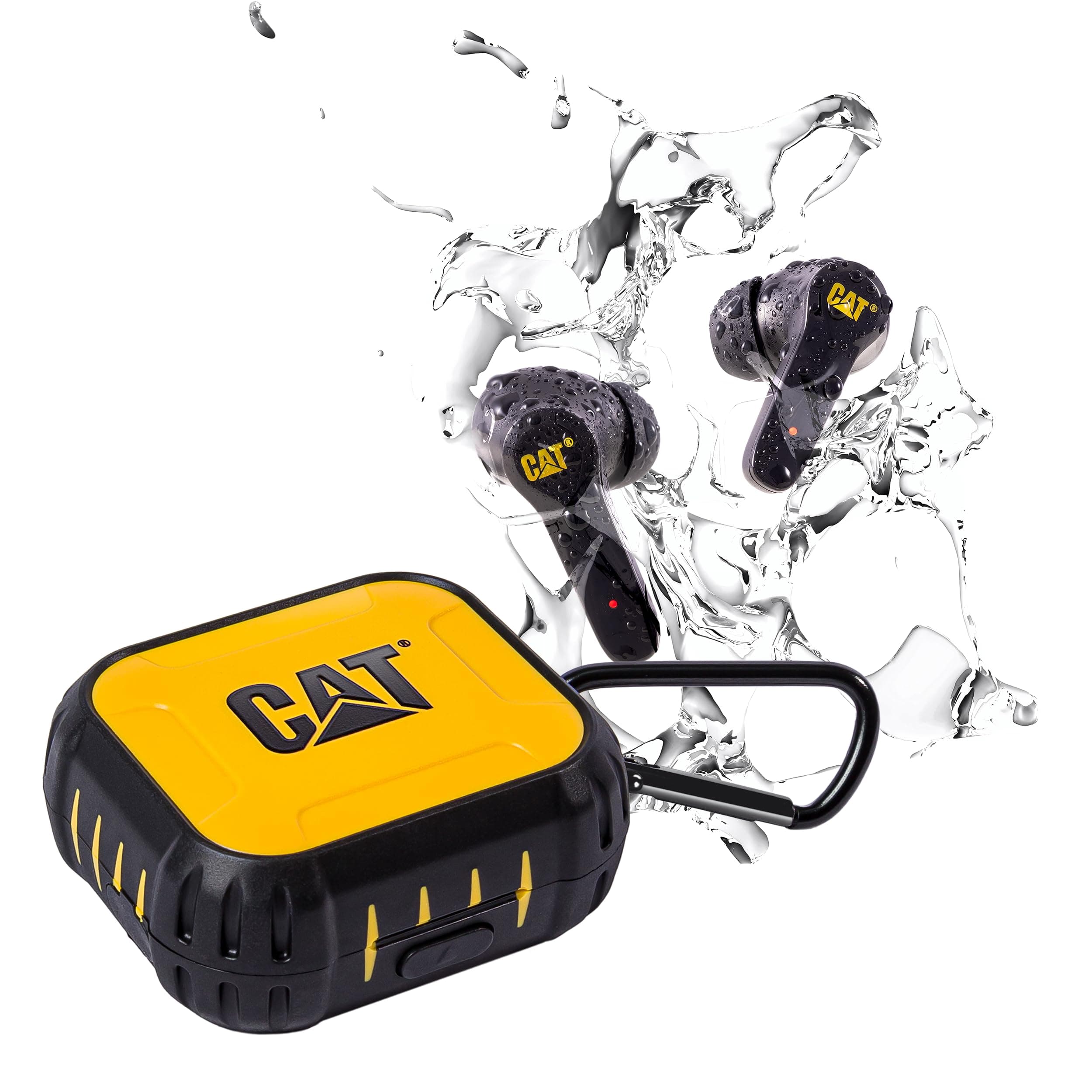 CAT Bluetooth Noise Canceling Ear Buds - Rugged Wireless Work Earbuds, Bluetooth Work Headphones, Dust Proof, Shock Proof, Water Resistant, Compatible with Apple, Android