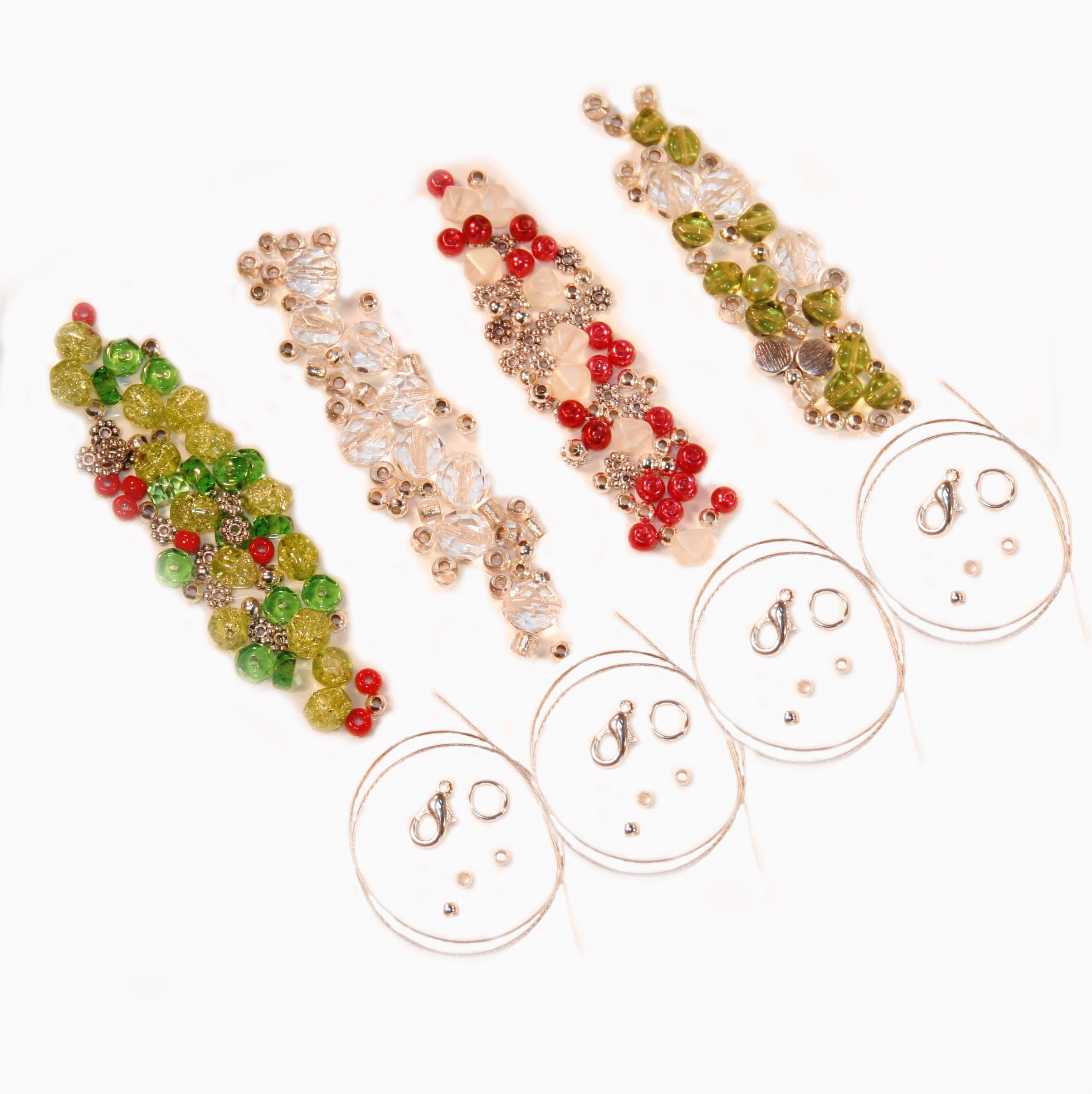 Christmas DIY 4 Pack Glass Bead Bracelet Kit