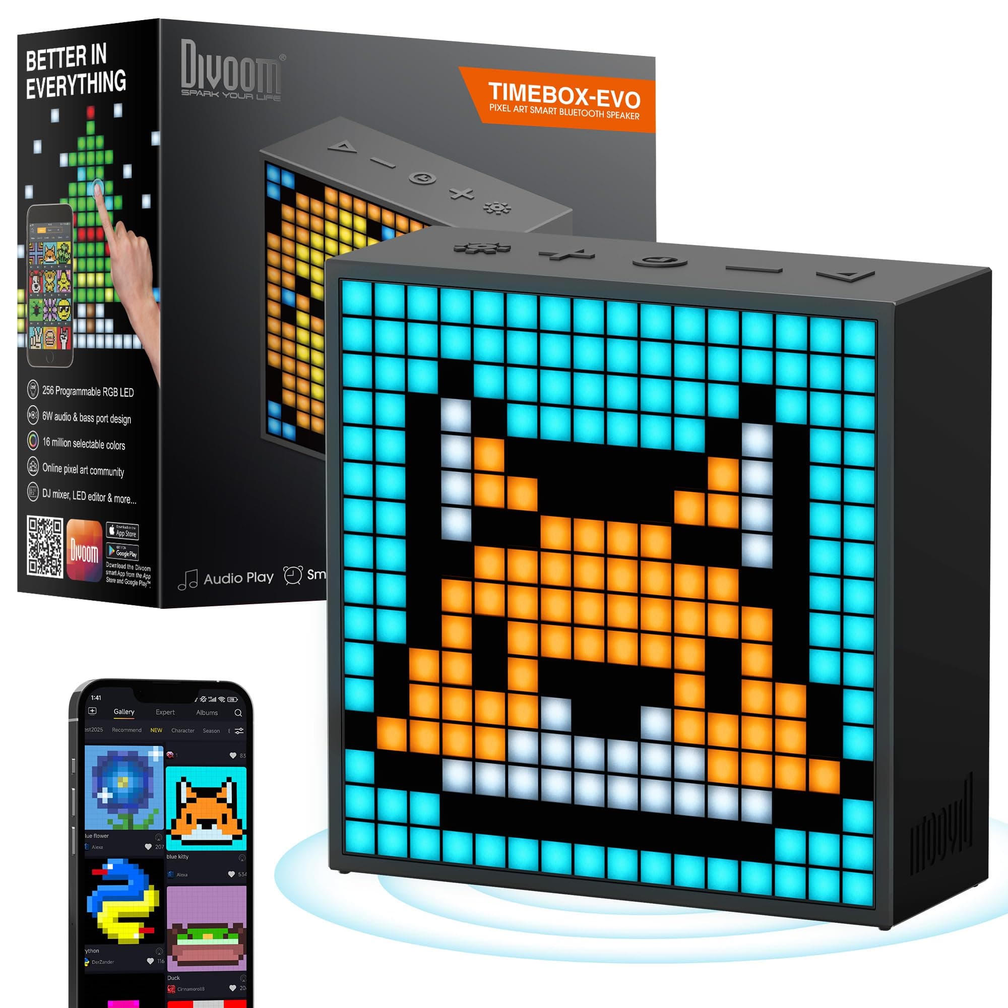 Divoom Timebox-Evo Pixel 16x16 Art Bluetooth Speaker