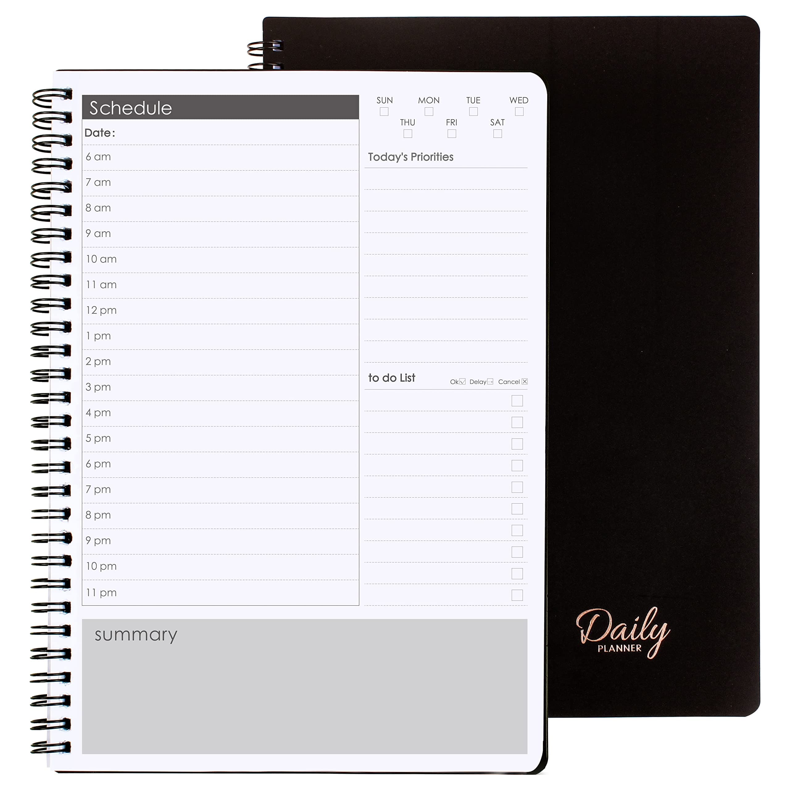 To Do List Notebook - Daily Planner Undated with Hourly Schedule Spiral Goal Planner with 120 Pages Tear off , Personal Work Task Organizer for Time Management Improve Productivity,Flexible Cover,7"x 10.2"