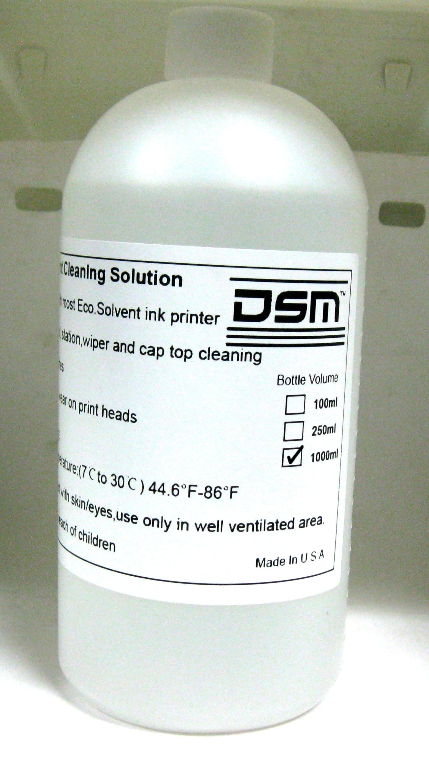 DSM Eco Solvent Cleaning Solution1000 ml (1 Liter) for Mimaki Roland Mutoh Epson Ink Line Head Flushing Liquid (Made in USA)