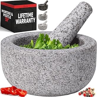 Priority Chef Mortar and Pestle Set, Grey Granite, Unfinished, 1.5 Cup Capacity