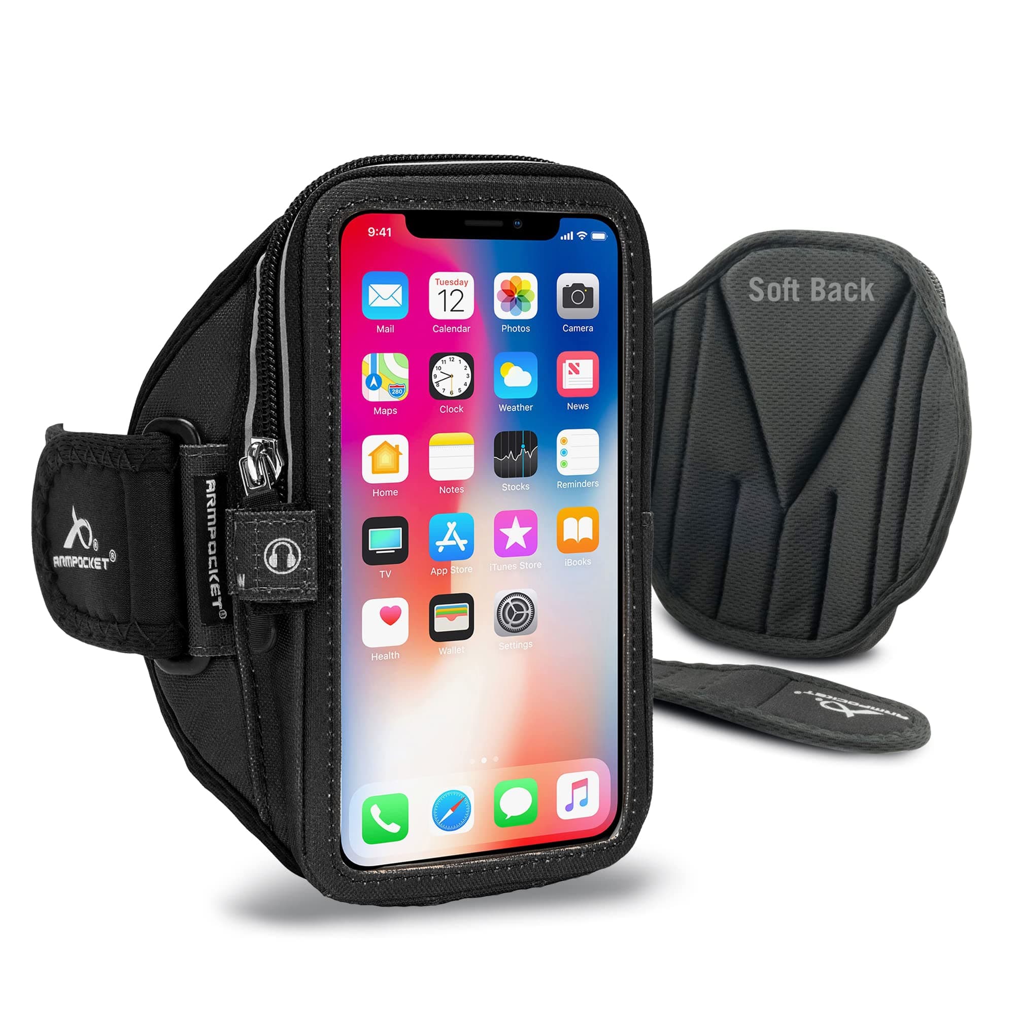 ArmpocketMega i-40™ Plus armband for iPhone 8/7/6s/6 Plus, Galaxy S8+, Note 8, Google Pixel 2 XL/XL with cases or other phones and cases up to 7"