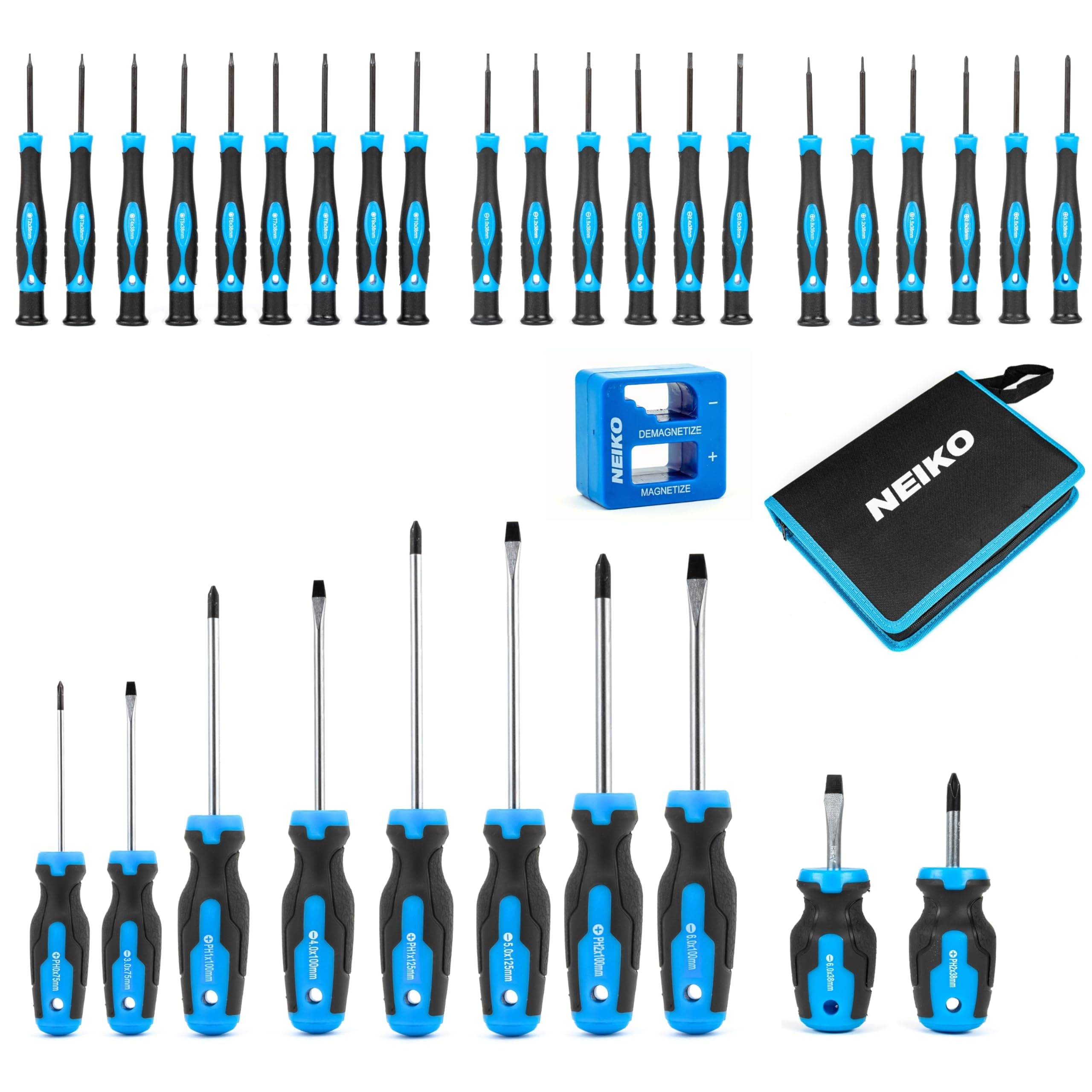 01379A Master Screwdriver Set, 32 Piece Magnetic Precision Screwdrivers, Phillips, Flathead, Slotted, and Torx Drivers, Includes Magnetizer and Demagnetizer, Small Magnetic Screwdrivers