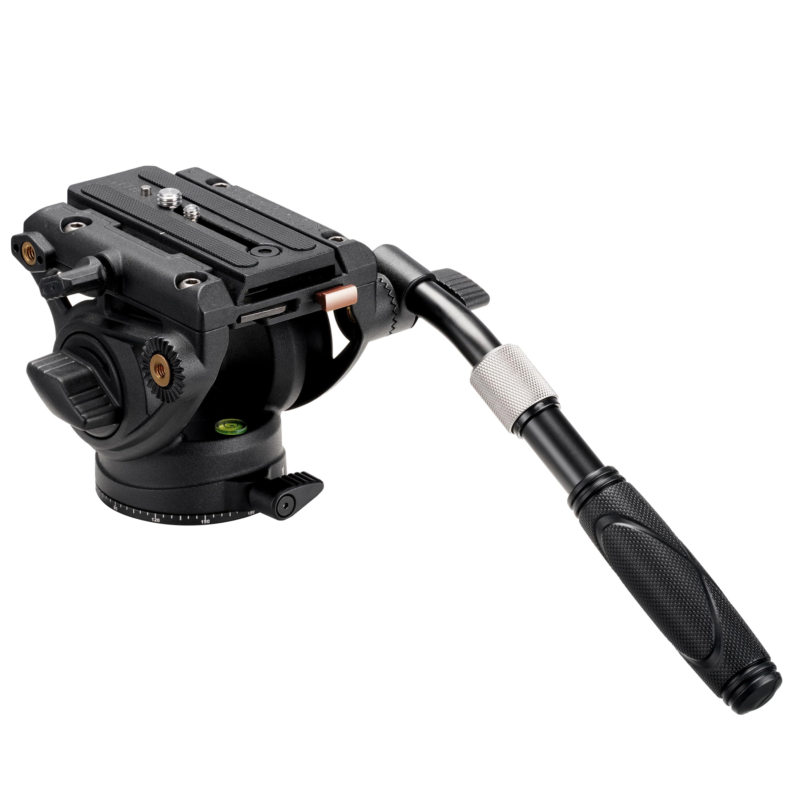 Cayer K6 Fluid Head, Metal Camera Tripod Head with Adjustable Pan Handle, Heavy Duty Video Tripod Pan Tilt Head for Video Cameras, DSLR Cameras, Telescope,Tripod, Monopod, up to 17.6 lbs