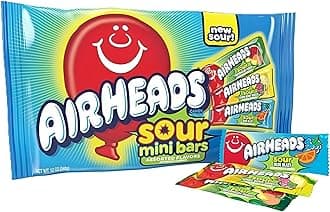 Airheads Mini SOURS Candy Bars, Sour Watermelon Punch, Blue Blast and Lemon Berry Squeeze 340ml Variety Bag
