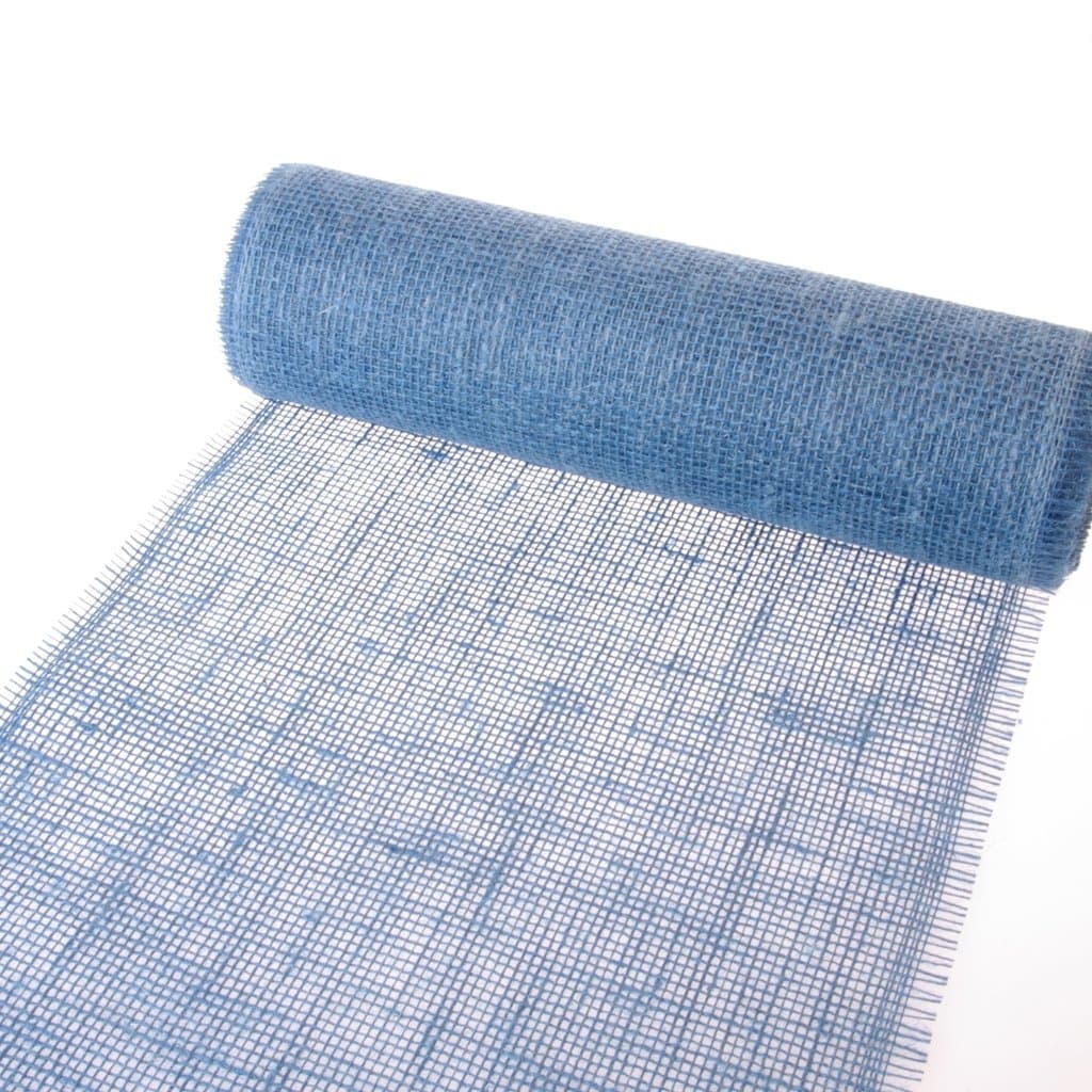 Jute Table Runner Col. 004, niagara blue, 300 mm / 5 m, 100 x decorative hearts, 29300-300-5-004.