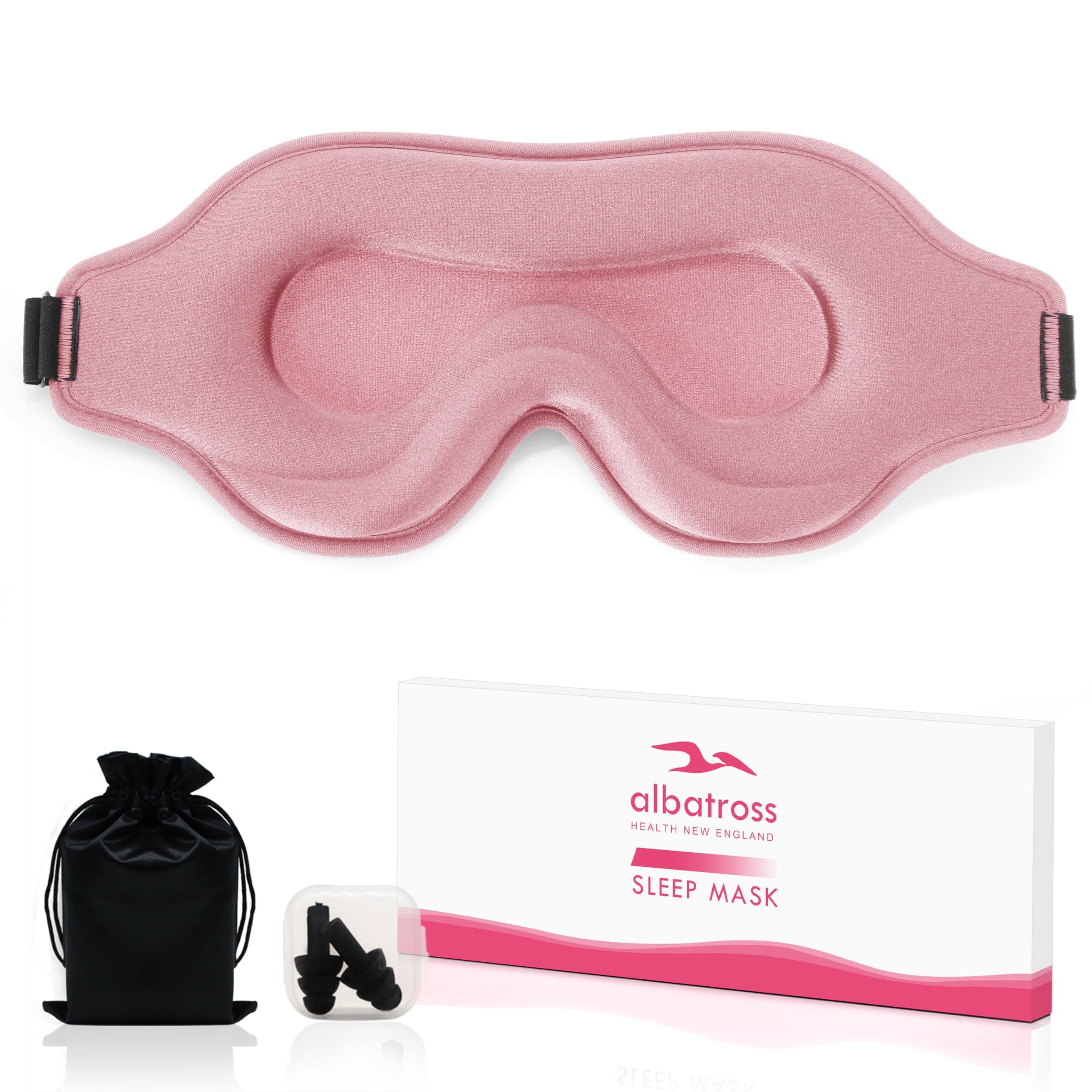Sleep Mask for Side Sleeper, Upgraded 3D Contoured Cup Eye mask Blindfold for Man Women, Block Out Light, Eye mask with Adjustable Strap, Breathable & Soft for Sleeping, Yoga, Traveling (Pink)