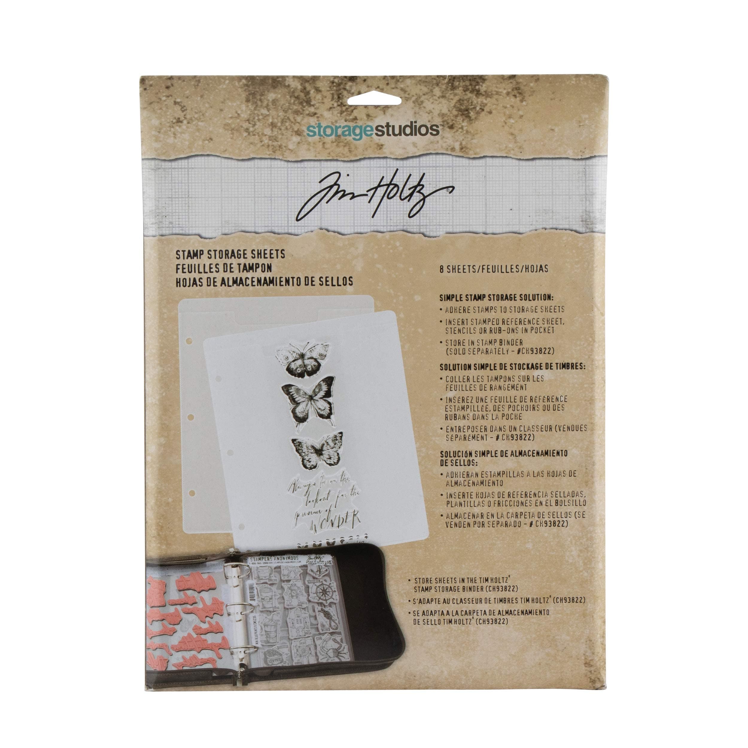 Stamp Refill Sheets, by Tim Holtz Idea-Ology, Use with Stamp Storage Binder CH93822 - Sold Separately, Pack of 8 Sheets (CH93823)