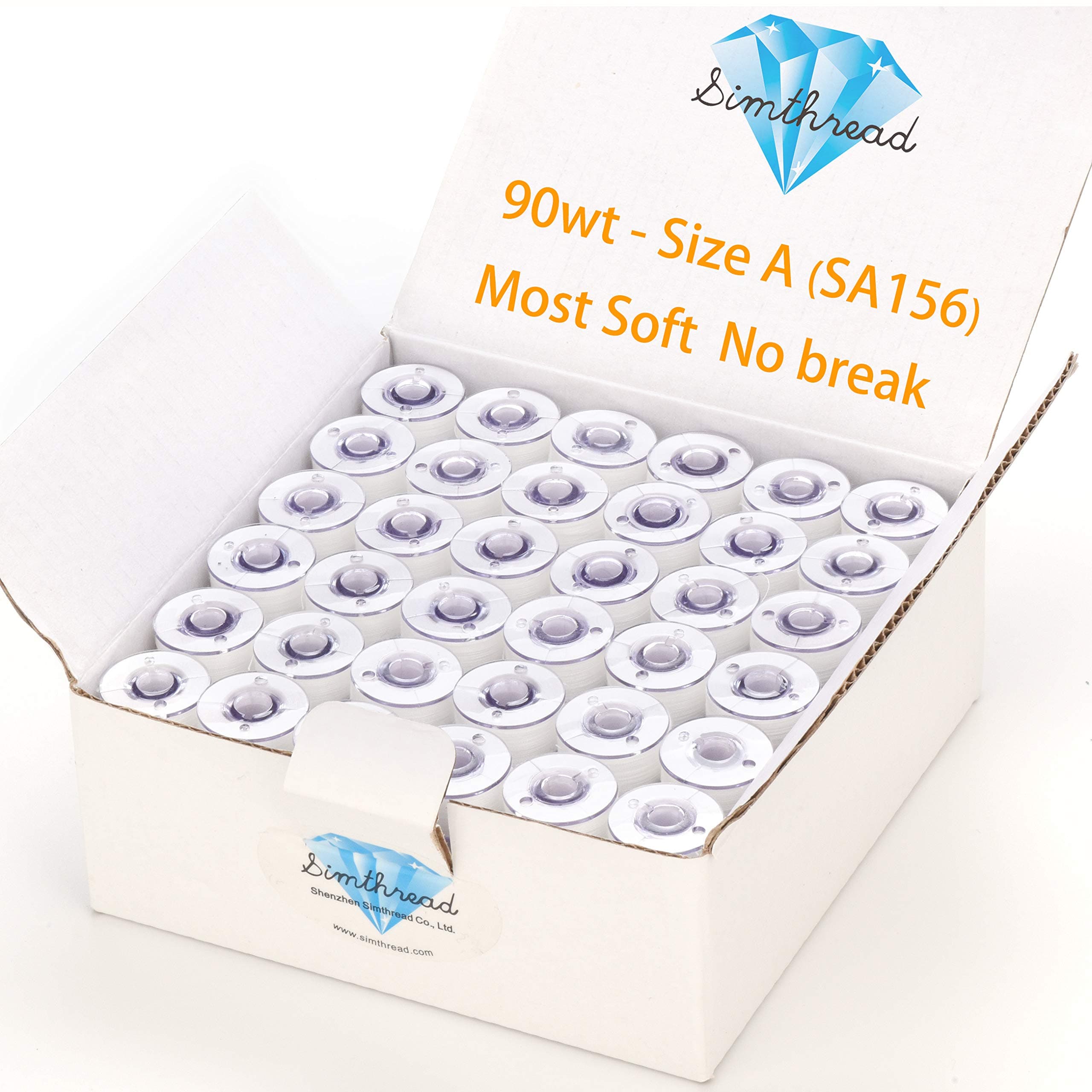 144pcs White 90 Weight WT(60S/2) Prewound Bobbins Thread Size A Class 15 Plastic Sided Compatible with Brother Babylock Embroidery Thread Sewing Thread Machine DIY
