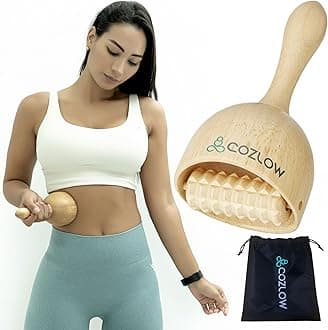Wood Therapy Massage Cup with Roller - Maderoterapia Massager for Body Sculpting - Wooden Cupping Massage Tool for Lymphatic Drainage - Maderotherapy Helps Reduce Cellulite Appearance - by Cozlow