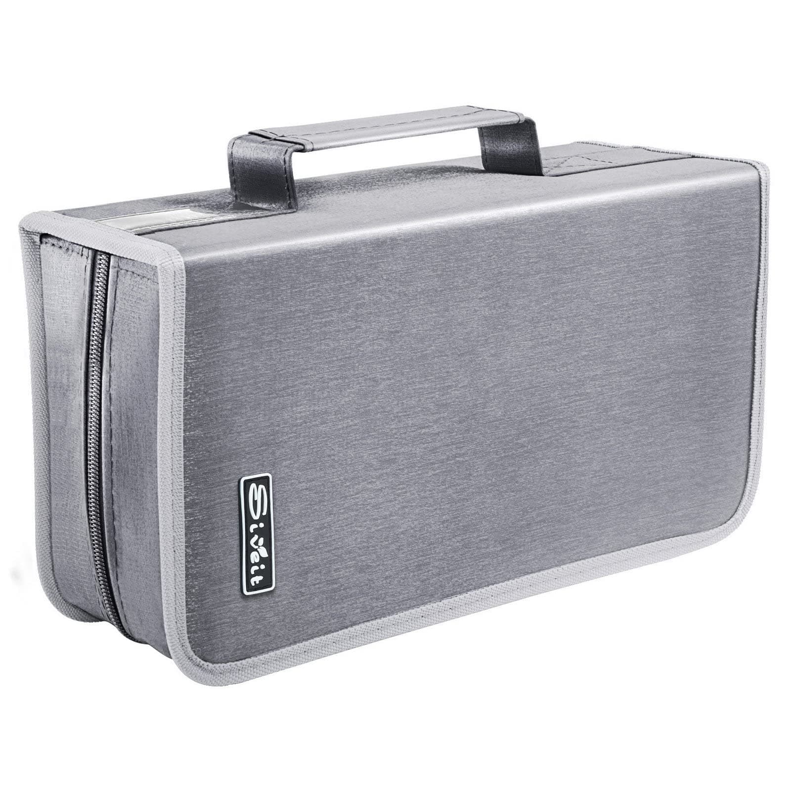 DVD Case Holder, CD/DVD Case Wallet Binder Holder 160 Capacity CD DVD Cases Organizer Portable CD Binder Wallet for Home Travel (Silver)