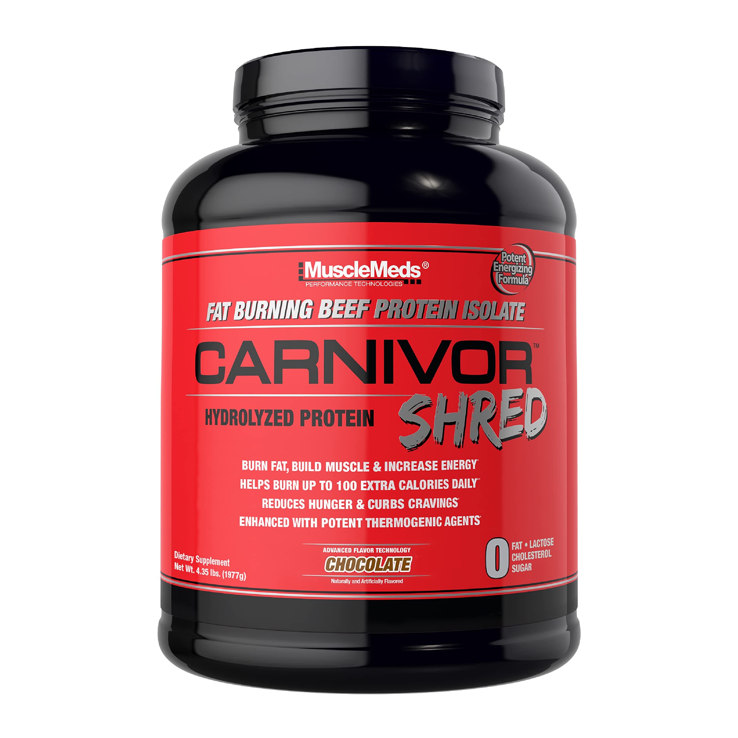 Carnivor Shred Fat Burning Hydrolized Beef Protein Isolate, 0 Lactose, 0 Sugar, 0 Fat, Chocolate, 4.35 lbs