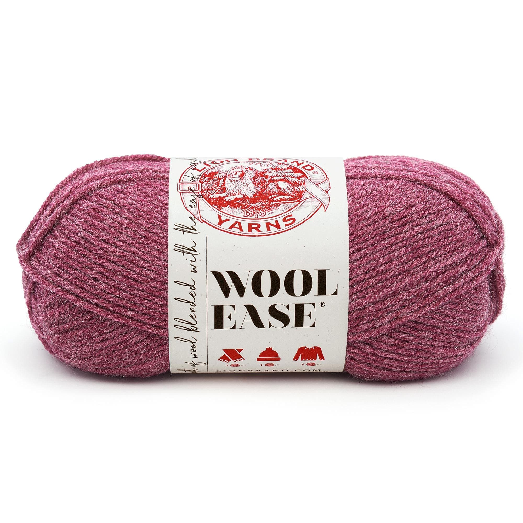 Lion Brand Yarn Wool-Ease, Soft, Worsted Weight Wool Blend Yarn for Knitting, Crochet, and Crafts, Dark Rose Heather, 1 Pack