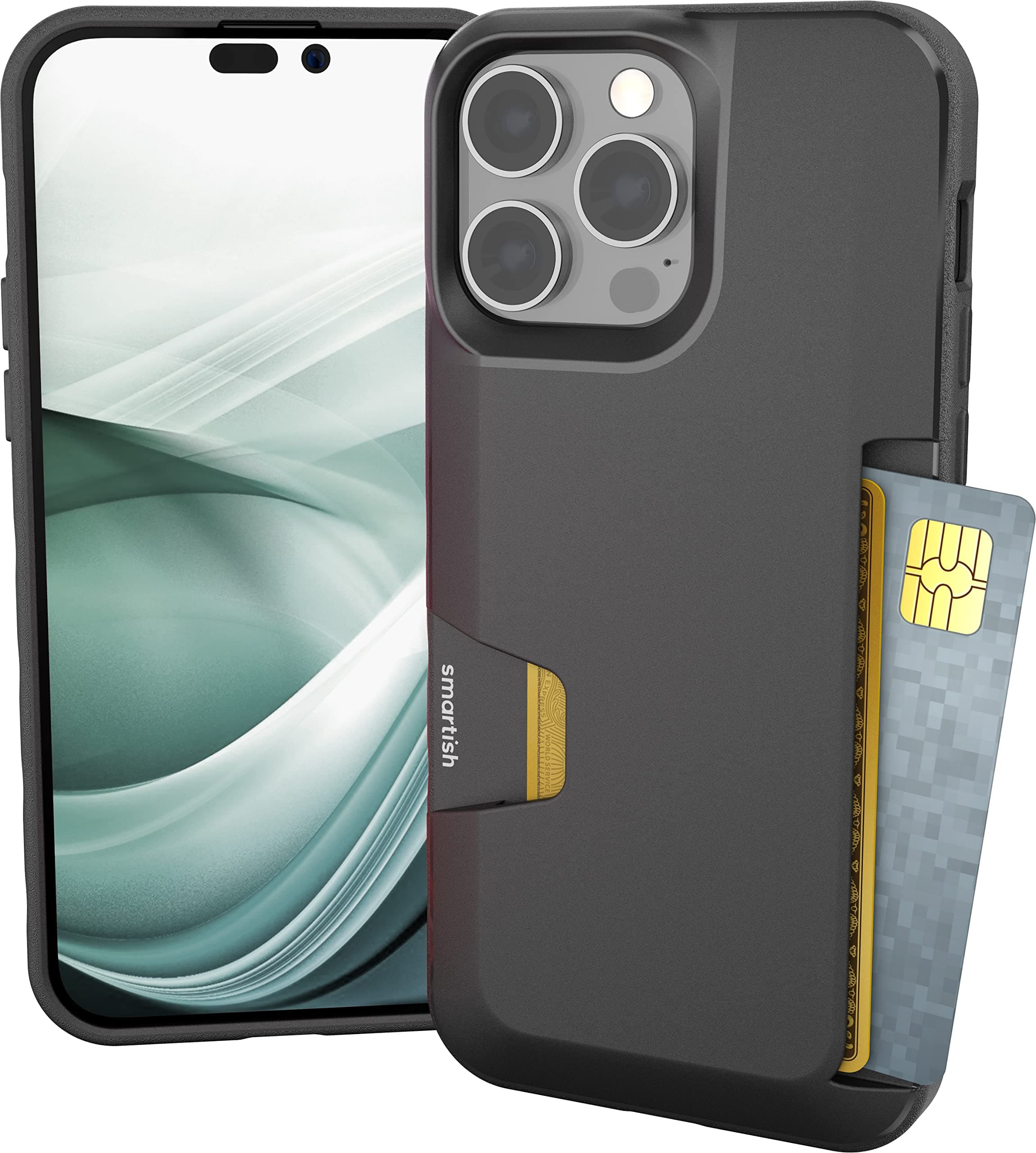 iPhone 14 Pro Max Wallet Case - Wallet Slayer Vol. 1 [Slim + Protective] Credit Card Holder - Drop Tested Hidden Card Slot Cover Compatible with Apple iPhone 14 Pro Max - Black Tie Affair