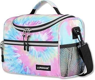 Kids Insulated Lunch Box for Girls Lunch Bag Women Boys Toddler Teen School Daycare Kawaii Cute Travel Bags (Rainbow Tie-Dye)