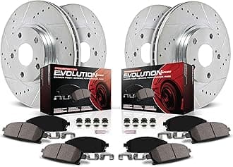 Power Stop K8067 Front and Rear Z23 Carbon Fiber Brake Pads with Drilled & Slotted Brake Rotors Kit