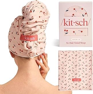 XL Microfiber Hair Towel Wrap for Women - Microfiber Towel, Super Absorbent, Quick Dry, Anti-Frizz - for Long and Short Hairs, Turbans for Women, Wet and Curly Hair Wrap - 40x24 Cherry Print