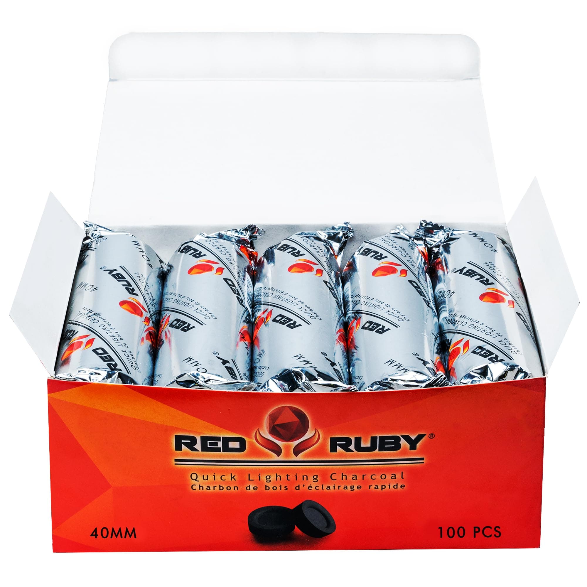 Sunlight CharcoalMultipurpose Tablets – Quick Light Coal Tablets – Disks – 40mm Coal Rolls – 100 Coal Briquettes – Slow Burn - Instant Lighting - Incense