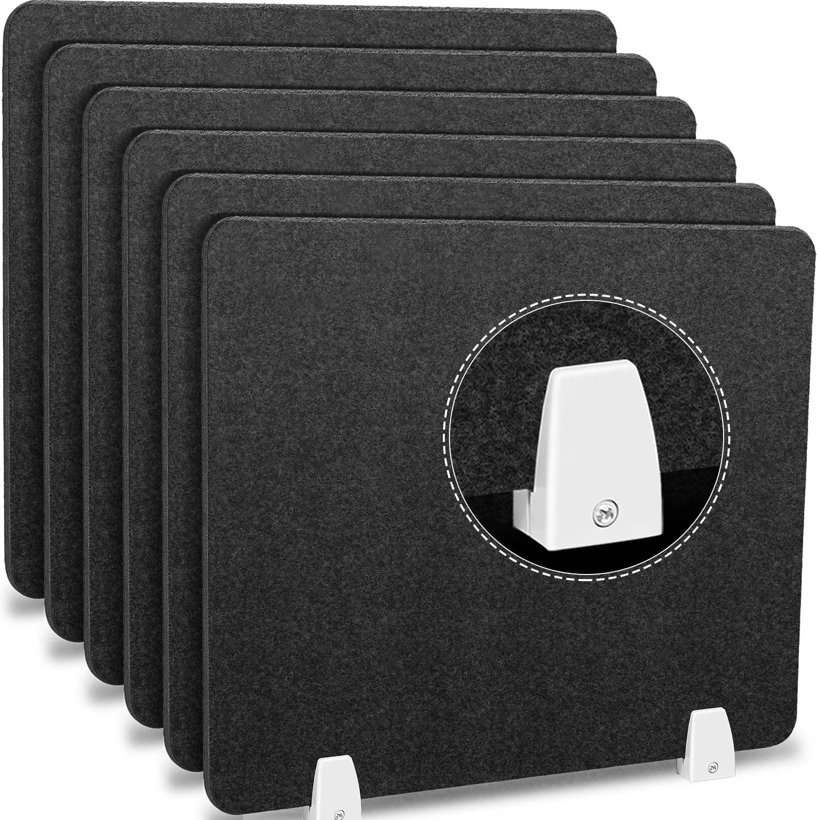 6 Packs Desk Divider Privacy Panel 20 x 24 Inch Acoustic Freestanding Desktop Partition Desk Dividers for Office Student Test Dividers Sound Proof Dividers Reducing Noise Visual Distractions (Black)