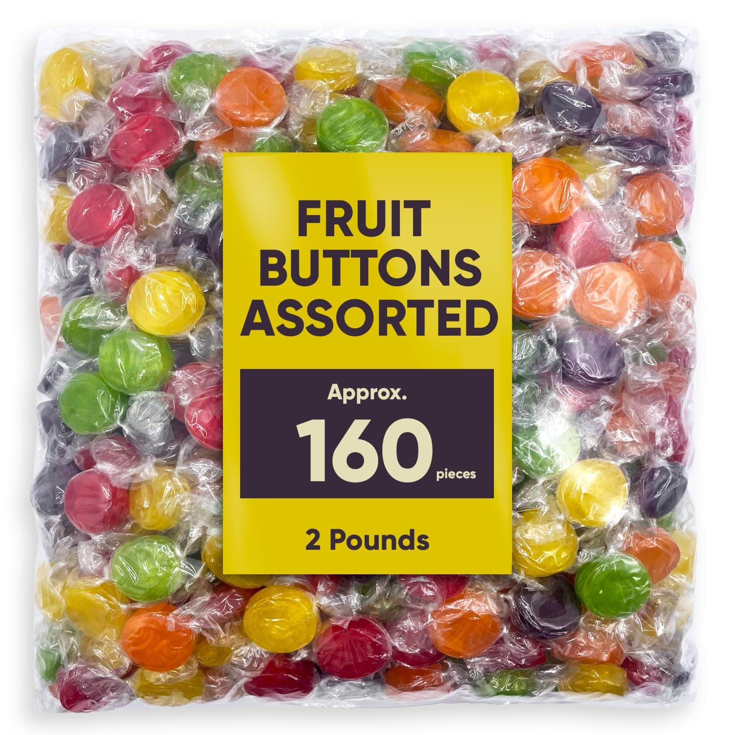 Assorted Fruit Buttons Hard Candy - 2 Pounds Approx 160 Pieces Assorted Candy - Holiday Candy Old Fashioned