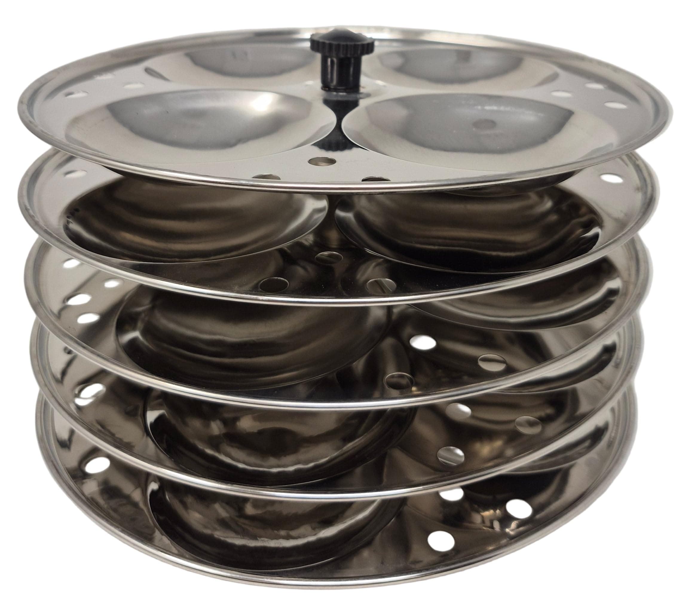 Tabakh Stainless Steel 5-Rack Idli Stand, Medium, Silver