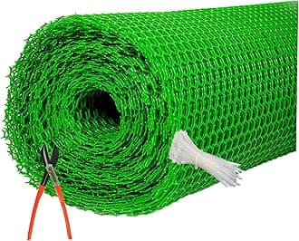 SAI PRASEEDA UV Stabilized Garden Fencing Net_Tree Guard Net_Anti Bird Net_PVC Virgin HDPE_5 Feet Height X 40 Feet Length_Green Color_800 GSM with 1 Cutter and 100 PVC Tags SHJAMN7