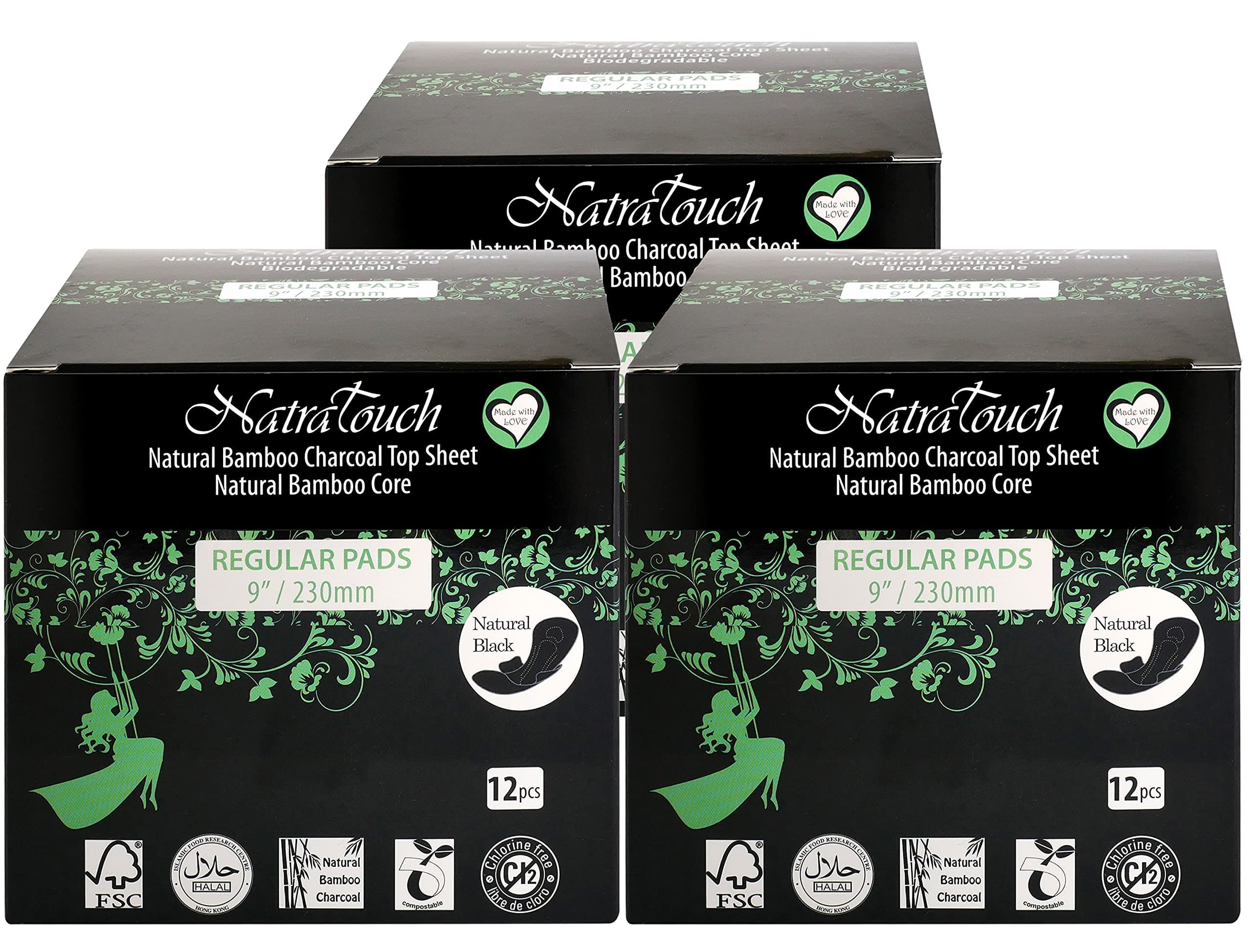 ~ COMPOSTABLE ~ Natural Bamboo Charcoal Regular Pads